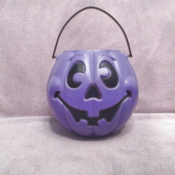 Grand Venture Other - Vtg Halloween Blow Mold Pumpkin Candy Bucket Trick Or Treat Jack-O-Lantern 9"